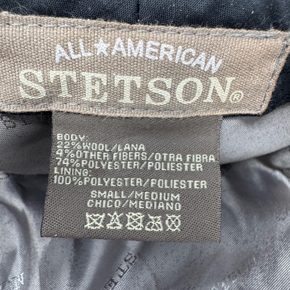Stetson Black Wool Newsboy Cap with Brown Windowpane - Picture 8 of 8